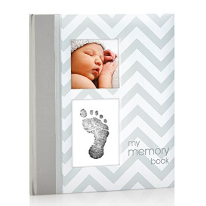 Pearhead Chevron Baby Book with Clean-Touch Ink Pad Included, Gray $14.99