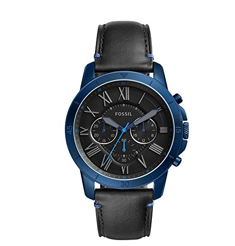 Fossil Grant Sport Chronograph Black Leather Watch only $87.19