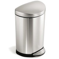 simplehuman 10 Liter / 2.3 Gallon Stainless Steel Small Semi-Round Bathroom Step Trash Can, Brushed Stainless Steel $29.98
