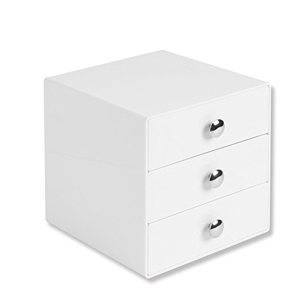 InterDesign 3-Drawer Storage Organizer for Cosmetics, Makeup, Beauty Products or Kitchen/ Office Supplies, White only $13.88