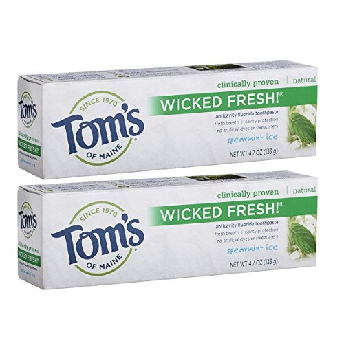 Tom's of Maine 冰爽薄荷牙膏，4.7 oz/支，共2支，原價$12.37，現點擊coupon后僅售$5.72，免運費