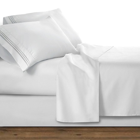 Clara Clark Premier 1800 Series 4pc Bed Sheet Set - Queen, White, Only $15.70