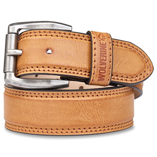 Wolverine Men’s Double Topstitched Leather Belt Roller Buckle w/ Updated Buckle!, Only  $14.86