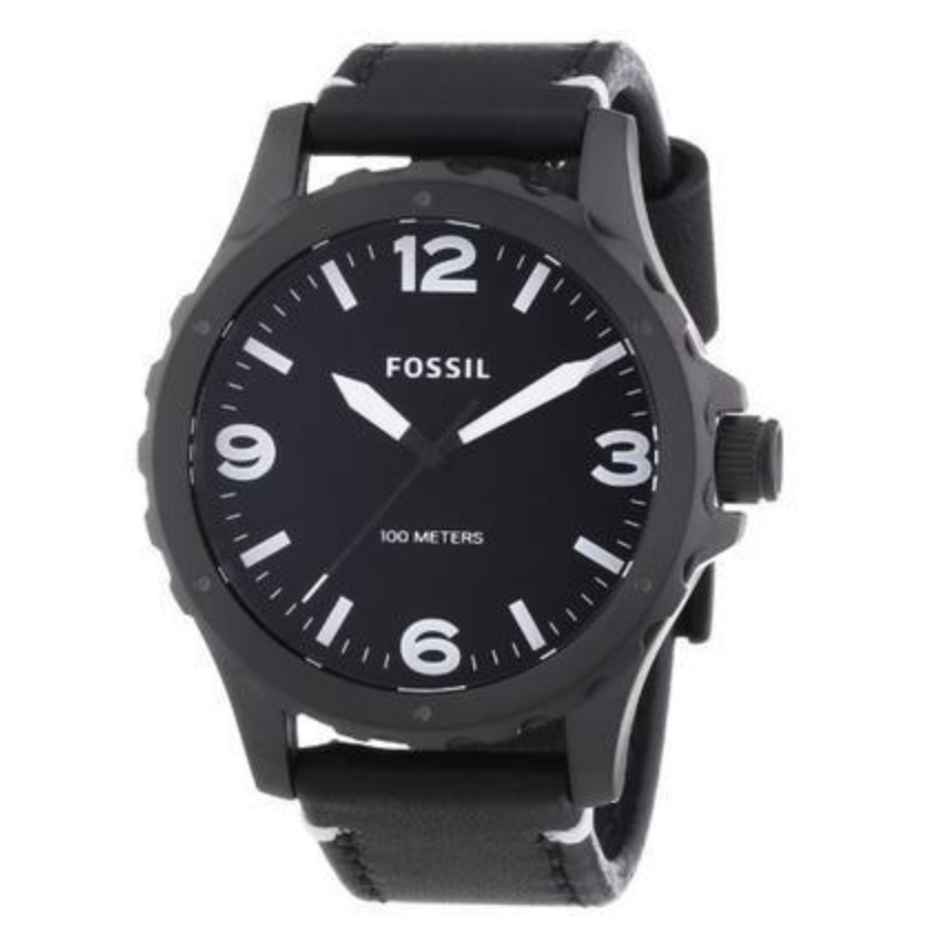 Fossil JR1448 Mens Nate Black Leather Strap Watch only $79.95