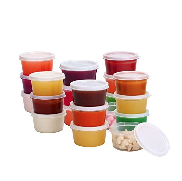 Greenco Mini Food Storage Containers, Condiment, and Sauce Containers, Baby Food Storage and Lunch Boxes, Leak-resistant, 2.3 oz Each, Round Containers, Set of 20 only $4.99