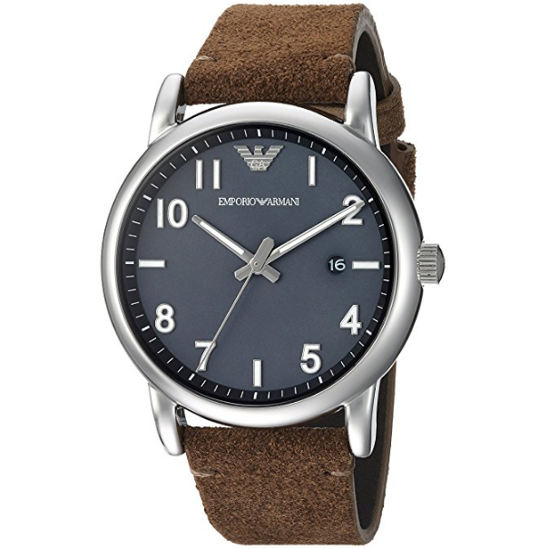 Emporio Armani Men's 'Fashion' Quartz Stainless Steel and Leather Casual Watch, Color:Brown (Model: AR11070) $101.43，free shipping
