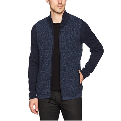 Calvin Klein Jeans Men's Long Sleeve Parallel Fisherman Colorblock Full Zip Sweater, Only $29.46, free shipping