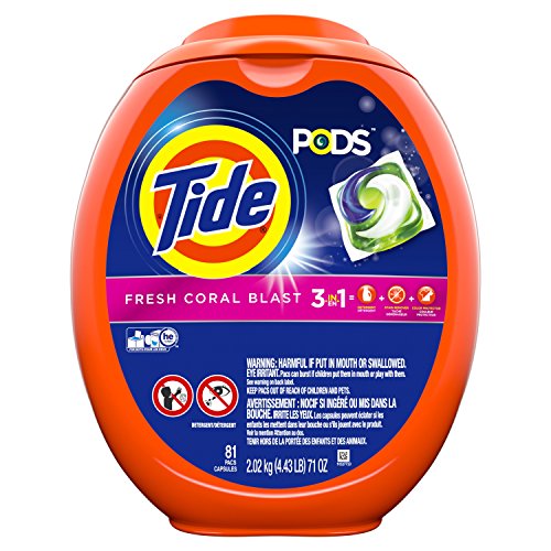 Tide Pods Liquid Detergent Pacs, Fresh Coral Blast, 81 Count, Only $15.48 free shipping after clipping coupon and using SS