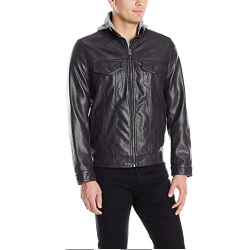 Levi's Men's Smooth Lamb Touch Faux Leather Hooded Stand Collar Commuter, Only $23.32