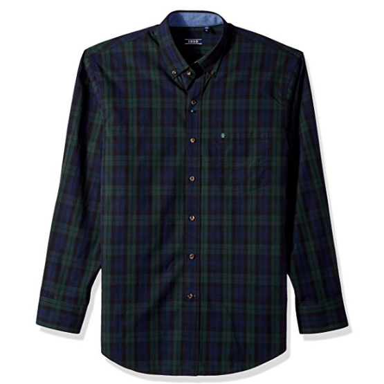 IZOD Men's Long Sleeve Tartan Non Iron Plaid Shirt $14.39