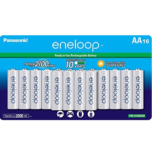 Panasonic BK-3MCCA16FA eneloop AA 2100 Cycle Ni-MH Pre-Charged Rechargeable Batteries, (package includes 16AA blue or 16AA white), Only $28.45