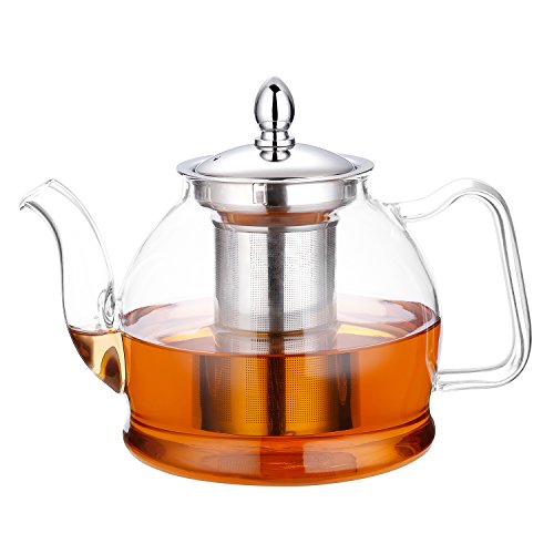 Hiware 1000ml Glass Teapot with Removable Infuser, Stovetop Safe Teapot, Blooming and Loose Leaf Tea Pots, Only $19.80
