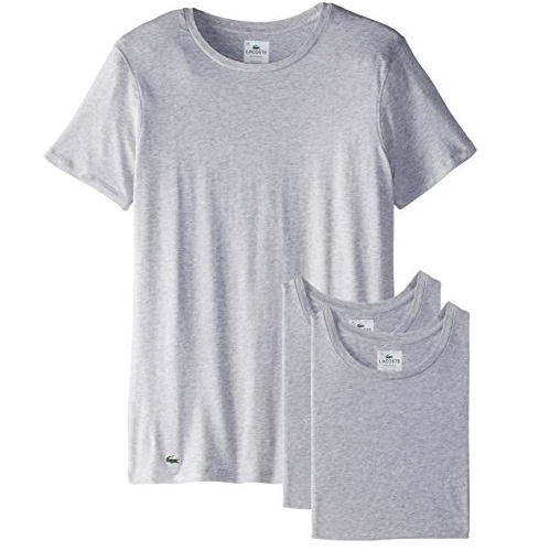 Lacoste Men's 3-Pack Essentials Cotton Crew Neck T-Shirt, Grey, Small, Only $21.80