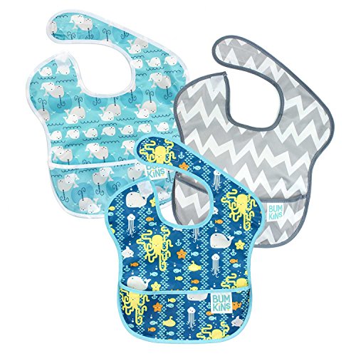Bumkins Waterproof SuperBib 3 Pack, B90 (Whales/Sea Friends/Gray Chevron) (6-24 Months), Only $11.83