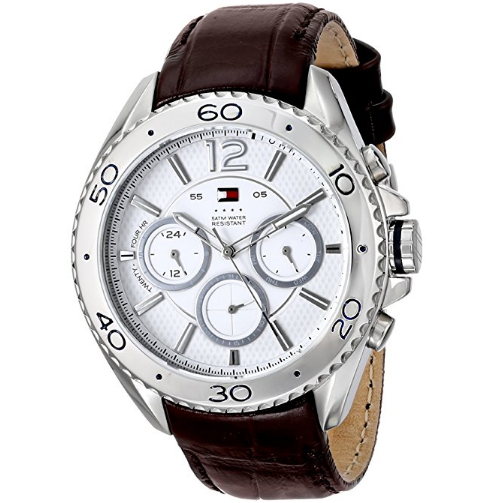 Tommy Hilfiger Men's 1791030 Stainless Steel Watch with Brown Leather Band $81.08，free shipping