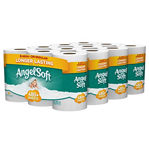 Angel Soft 厕所卫生纸， 24超大卷， 现仅售$18.99，免运费