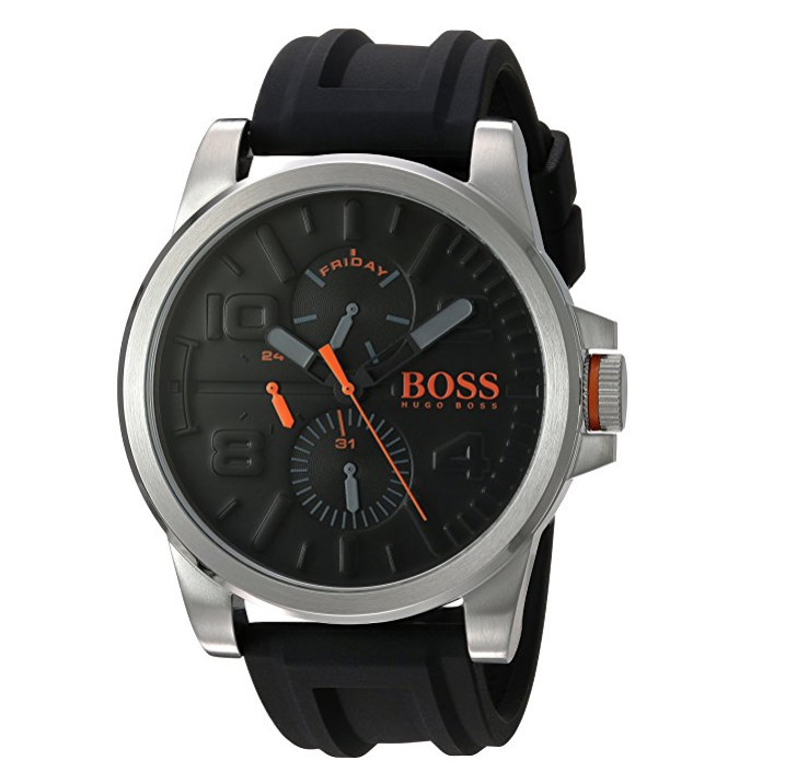 HUGO BOSS Men's 'DETROIT SPORT' Quartz Stainless Steel and Silicone Casual Watch, Color:Black (Model: 1550006) only $96.60
