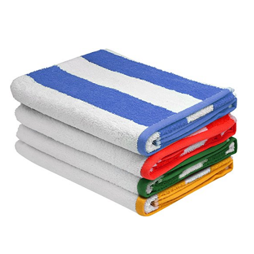 Premium Quality Cabana Beach Towels - Pack of 4 Cabana Stripe Pool Towels (30 x 60 Inches) - Multi Color Towels with High Absorbency by Utopia Towels $29.99，free shipping