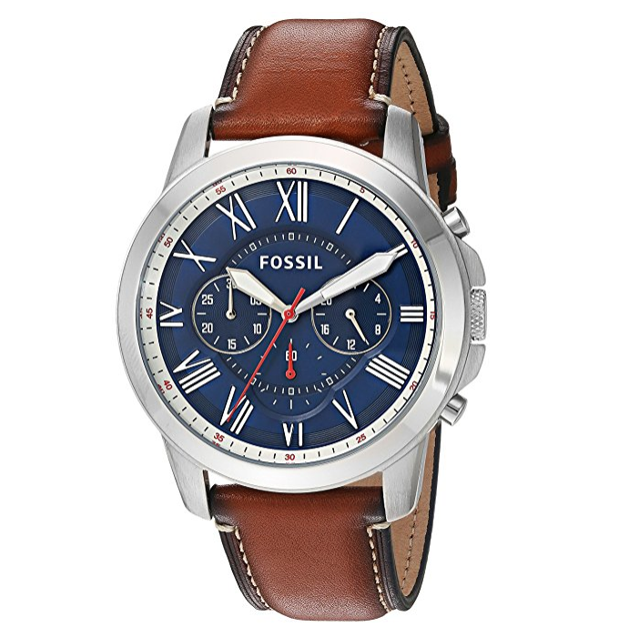 Fossil Grant Chronograph Dark Brown Leather Watch only $64.98