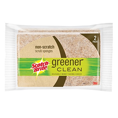 Scotch-Brite Greener Clean Natural Fiber Non-Scratch Scrub Sponge, Made from 100% Plant-Based Fibers, 2-Sponges, Only $2.37, free shipping after using SS