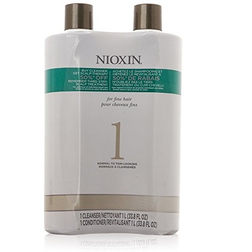 Nioxin 俪康丝 1号 防脱生发 洗发水、护发素套装，33.8 oz/瓶，现仅售$35.99 ，免运费