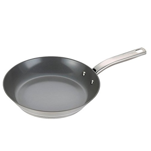 T-fal C71807 Precision Stainless Steel Nonstick Ceramic Coating PTFE PFOA and Cadmium Free Scratch Resistant Dishwasher Safe Oven Safe Fry Pan Cookware, 12-Inch, Silver, Only $17.48