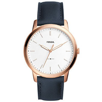 Fossil The Minimalist Three-Hand Navy Leather Watch $69，free shipping