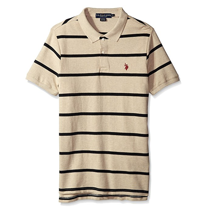 U.S. Polo Assn. Men's Classic Fit Stripe Short Sleeve Pique Polo Shirt only $10.70