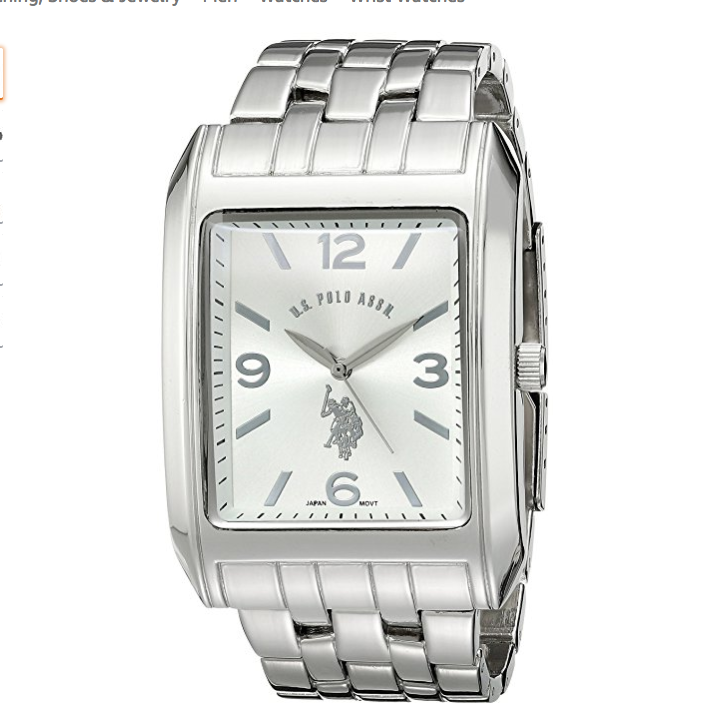 U.S. Polo Assn. Classic Men's USC80020 Rectangular Silver Dial Bracelet Watch only $21.99