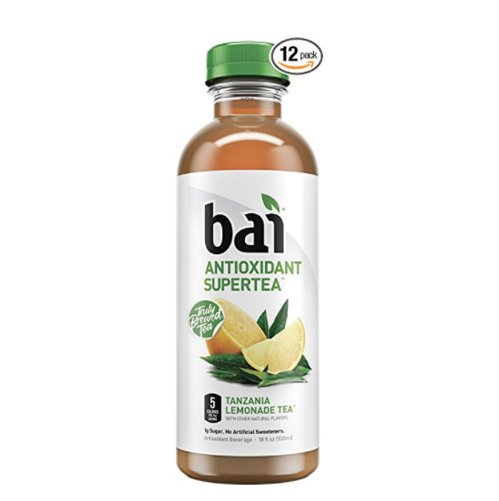 Bai Supertea Tanzania Lemonade Tea, Antioxidant Infused, Crafted with Real Tea (Black Tea, White Tea), 18 Fluid Ounce Bottles, 12 count only $13.49