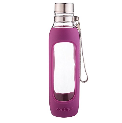 Contigo Purity Glass Water Bottle with Silicone Tethered Lid, 20oz, Radiant Orchid, Only $8.63