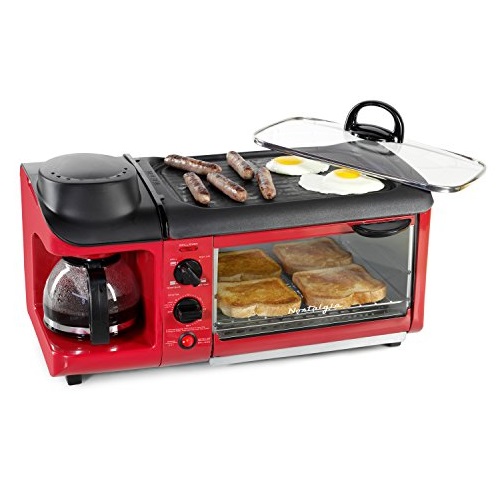 Nostalgia BSET300RETRORED  3合1早餐製作機，家庭款，原價$79.99，現僅售$54.45，免運費