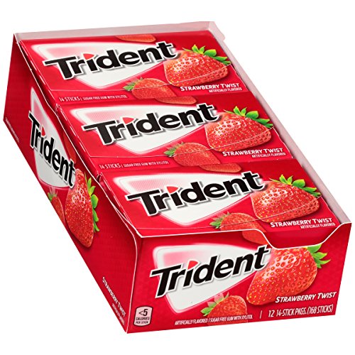 Trident无糖口香糖 草莓味，12小包，原价$17.97，现仅售$8.78，免运费