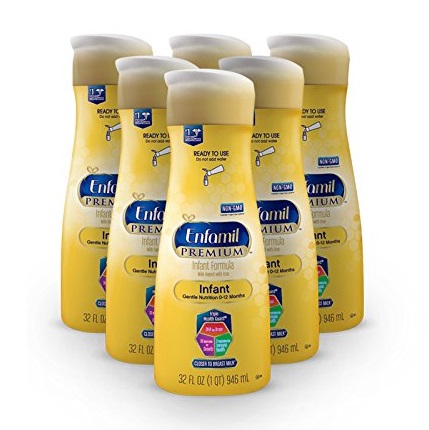 Enfamil PREMIUM Non-GMO Infant Formula, Ready to Use 32 Fluid Ounce Bottle, Pack of 6, Only $40.50, free shipping after clipping coupon and using SS