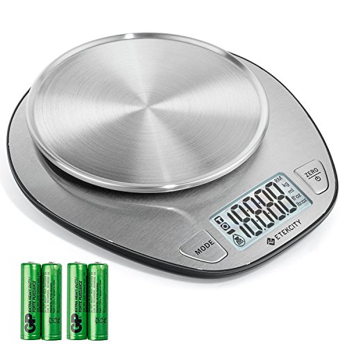 Etekcity Digital Food Weighing Scale Multifunction Kitchen Scale with Large Back-lit LCD Display, 11lb/5kg Baking & Cooking Scale, Liquid Volume Measurement, Stainless Steel, Only $13.99