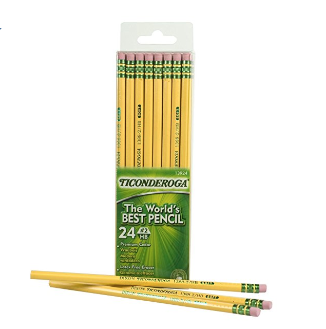 Dixon Ticonderoga Wood-Cased #2 HB Pencils, Box of 24, Yellow (13924) only $2.65