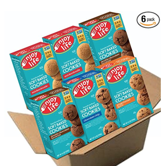 Enjoy Life Soft Baked Cookies, Gluten-Free, Dairy-Free, Nut-Free and Soy-Free, Variety Pack, Chocolate Chip/ Double Chocolate Brownie/Snickerdoodle/Gingerbread Spice, 6 Ounce (Pack of 6) only $17.21