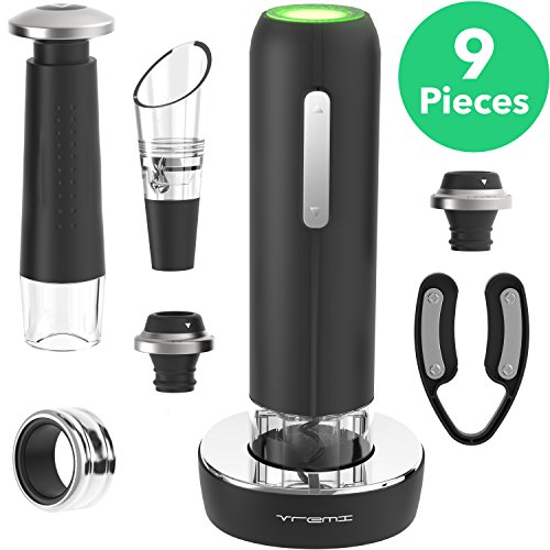 Vremi 9 Piece Wine Gift Set - Wine Gifts and Accessories with Electric Wine Opener and Wine Saver Preserver with 4 Wine Bottle Stoppers - Fun Cool Wine Gifts for Women or Men , Only $15.67
