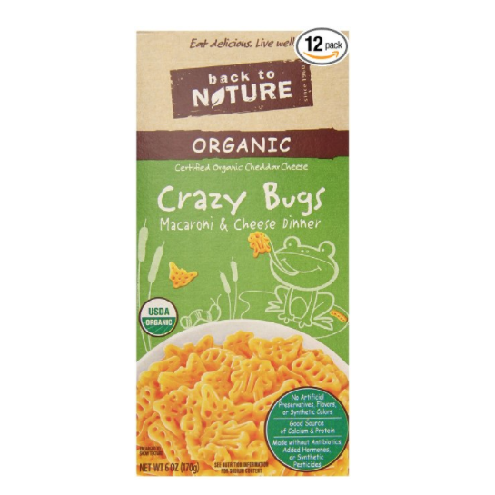 Back to Nature Organic Macaroni and Cheese Dinner, Crazy Bugs, 6 Ounce (Pack of 12) only $11.40