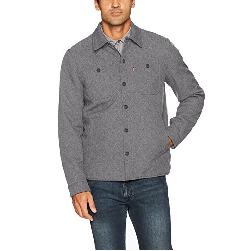 Levi's Men's Soft Shell Two Pocket Shirt Jacket, Heather Grey, Small, Only $40.08, free shipping