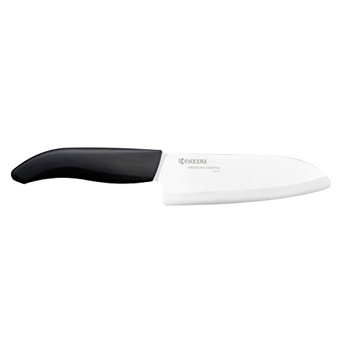 Kyocera Advanced Ceramic Revolution Series 5-1/2-inch Santoku Knife, Black Handle, White Blade $26.42