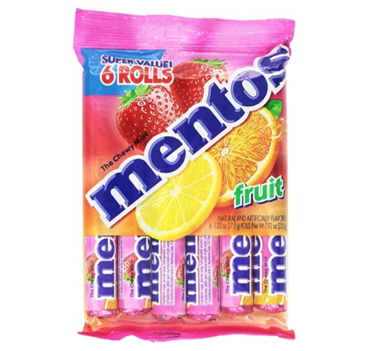 Mentos Chewy Mint Candy Roll, Fruit, 1.32 ounce/14 Pieces (Pack of 6) only $3.14
