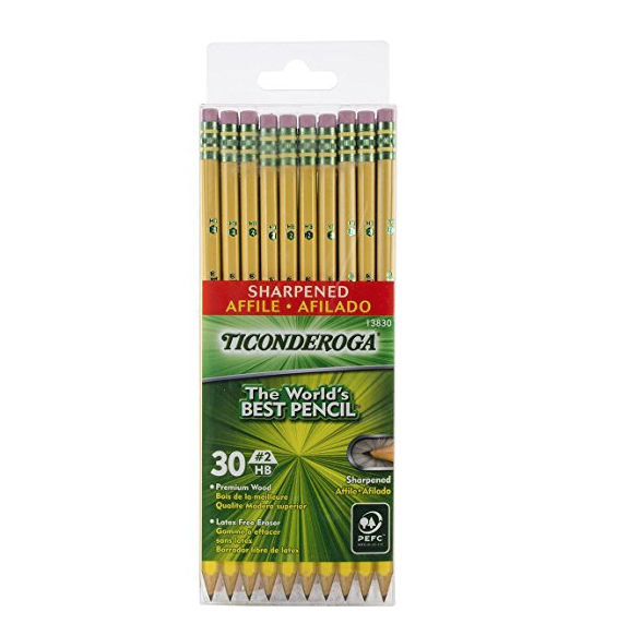 Dixon Ticonderoga Wood-Cased 2HB Pencils, Pre-Sharpened, Box of 30, Yellow (13830) ONLY $3.89