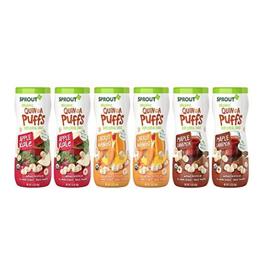 Sprout Organic Baby Food, Sprout Quinoa Puffs Variety Pack r (Pack of 6), Baby's First Snack, Quick Dissolve, Gluten Free, 4G Whole Grains only $13.29