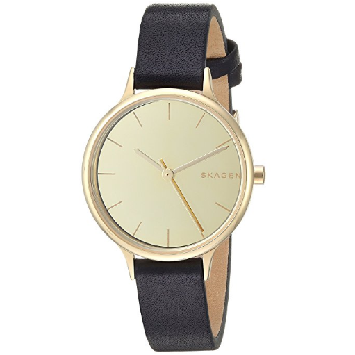 Skagen Women's Goldtone Leather Watch $69.59，free shipping