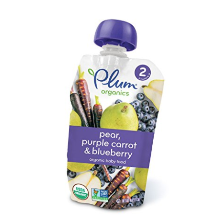 Plum Organics Stage 2, Organic Baby Food, Pear, Purple Carrot and Blueberry, 4 ounce pouch (Pack of 12) only $8.75