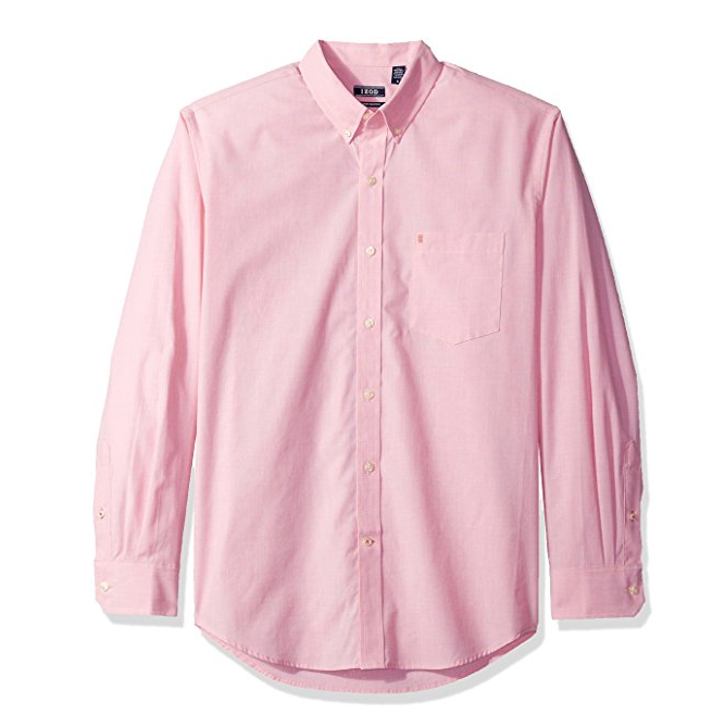 IZOD Men's Essential Solid Long Sleeve Shirt, Rapture Rose only $14.61