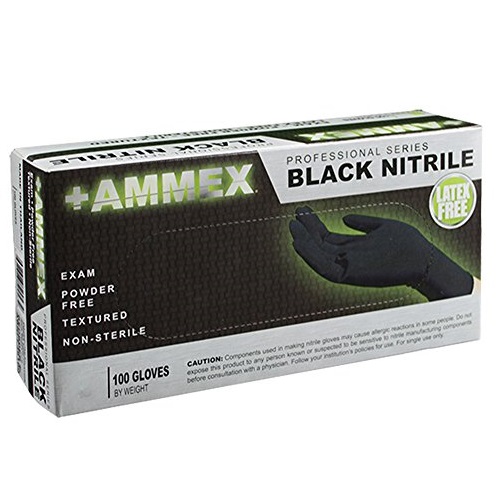 AMMEX - ABNPF46100-BX - Medical Nitrile Gloves - Disposable, Powder Free, Exam Grade, 4 mil, Large, Black (Box of 100), Only $7.01, free shipping after using SS