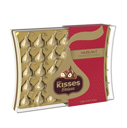 HERSHEY'S Kisses Deluxe Chocolate Hazelnut Candy Gift Box, 35 Count only $8.75