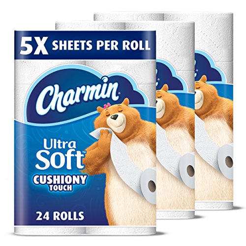 Charmin Ultra Soft Cushiony Touch Toilet Paper, 24 Family Mega Rolls (Equal to 123 Regular Rolls) , Only  $22.49, free shipping after clipping coupon and using SS